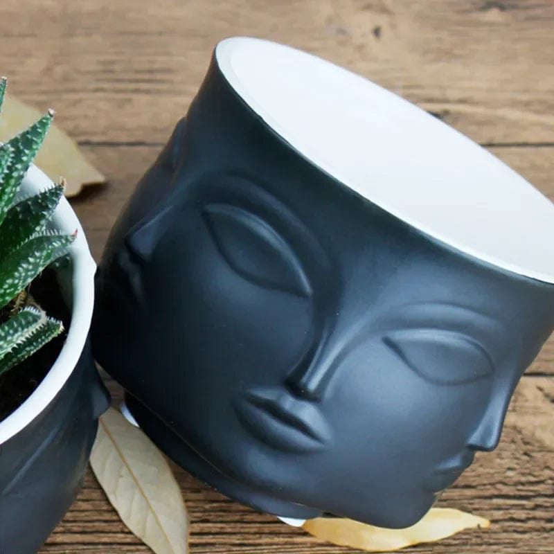 Jardioui 1 Pot (39.90 €/ pcs) / Noir Pot de Fleurs Visage Artistique