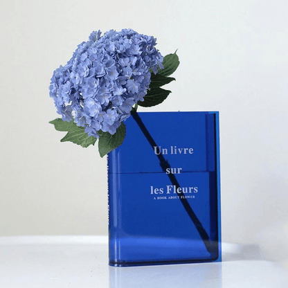 Jardioui Bleu Vase de Livre Artistique Transparent