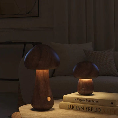 Jardioui Lampe Champignon en Bois Massif